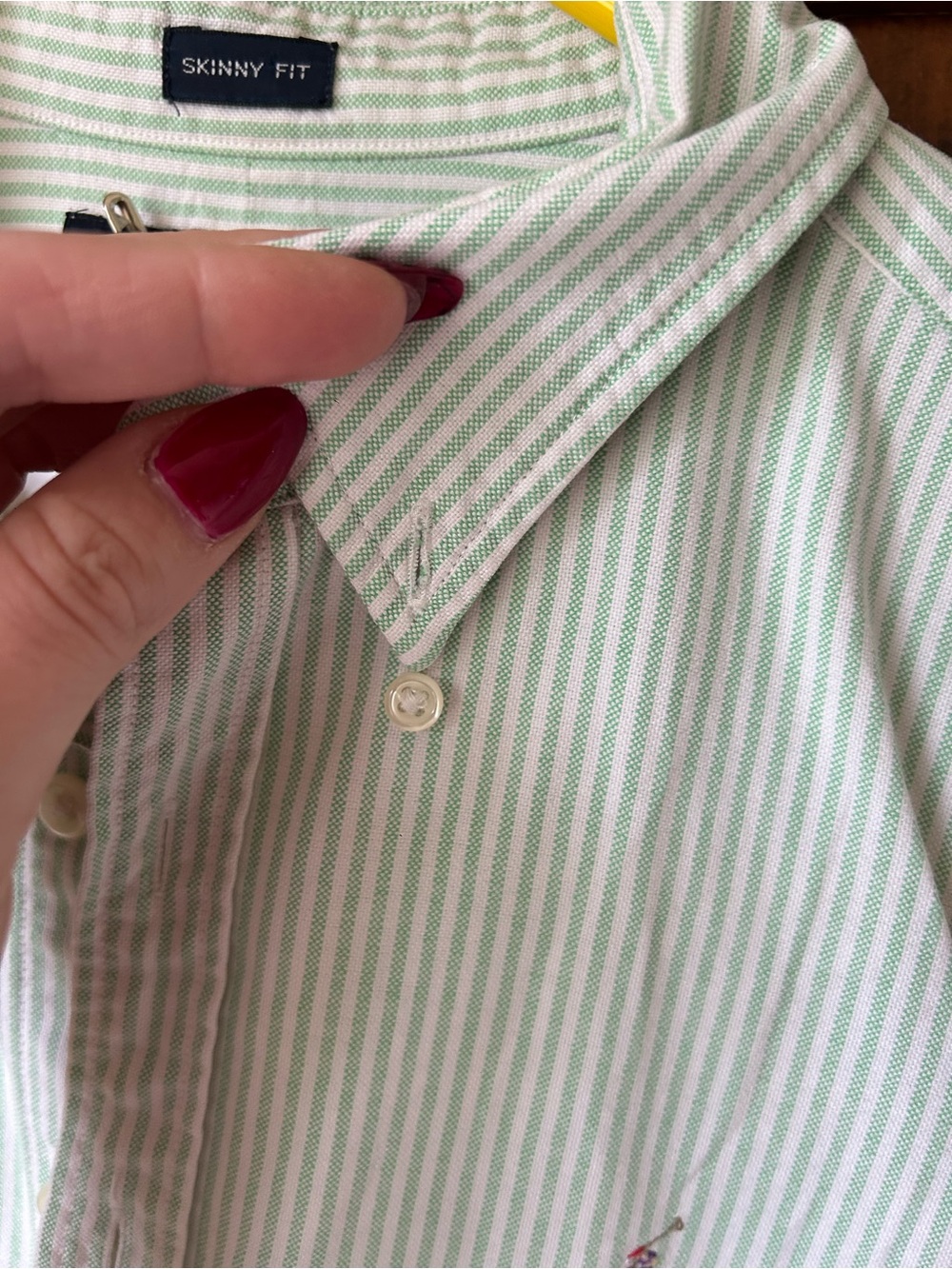 Ralph Lauren Light Green Striped Button-Down Shirt - Picture 4 of 5